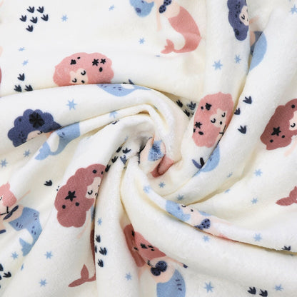 Coperta per bambini in pile di flanella morbida stampata Sherpa, 40 x 50 pollici, sirena rosa con base bianca