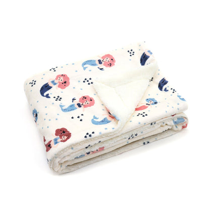 Coperta per bambini in pile di flanella morbida stampata Sherpa, 40 x 50 pollici, sirena rosa con base bianca