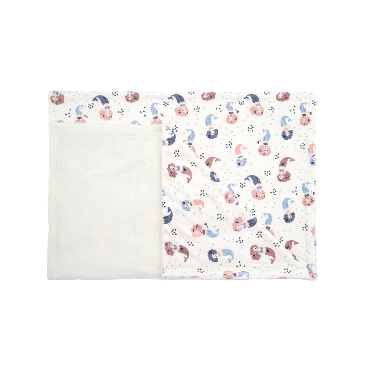 Coperta per bambini in pile di flanella morbida stampata Sherpa, 40 x 50 pollici, sirena rosa con base bianca
