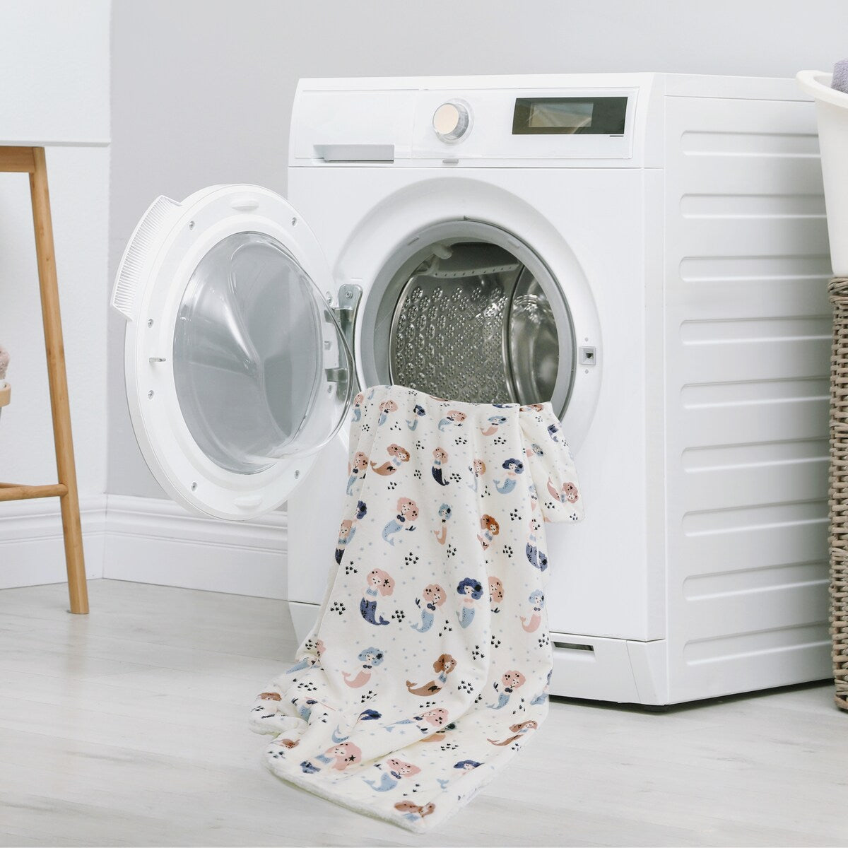 Coperta per bambini in pile di flanella morbida stampata Sherpa, 40 x 50 pollici, sirena rosa con base bianca