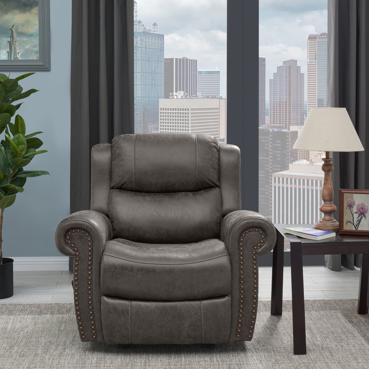 Poltrona reclinabile a dondolo con braccioli arrotolati extra large Copper Grove Dilsen