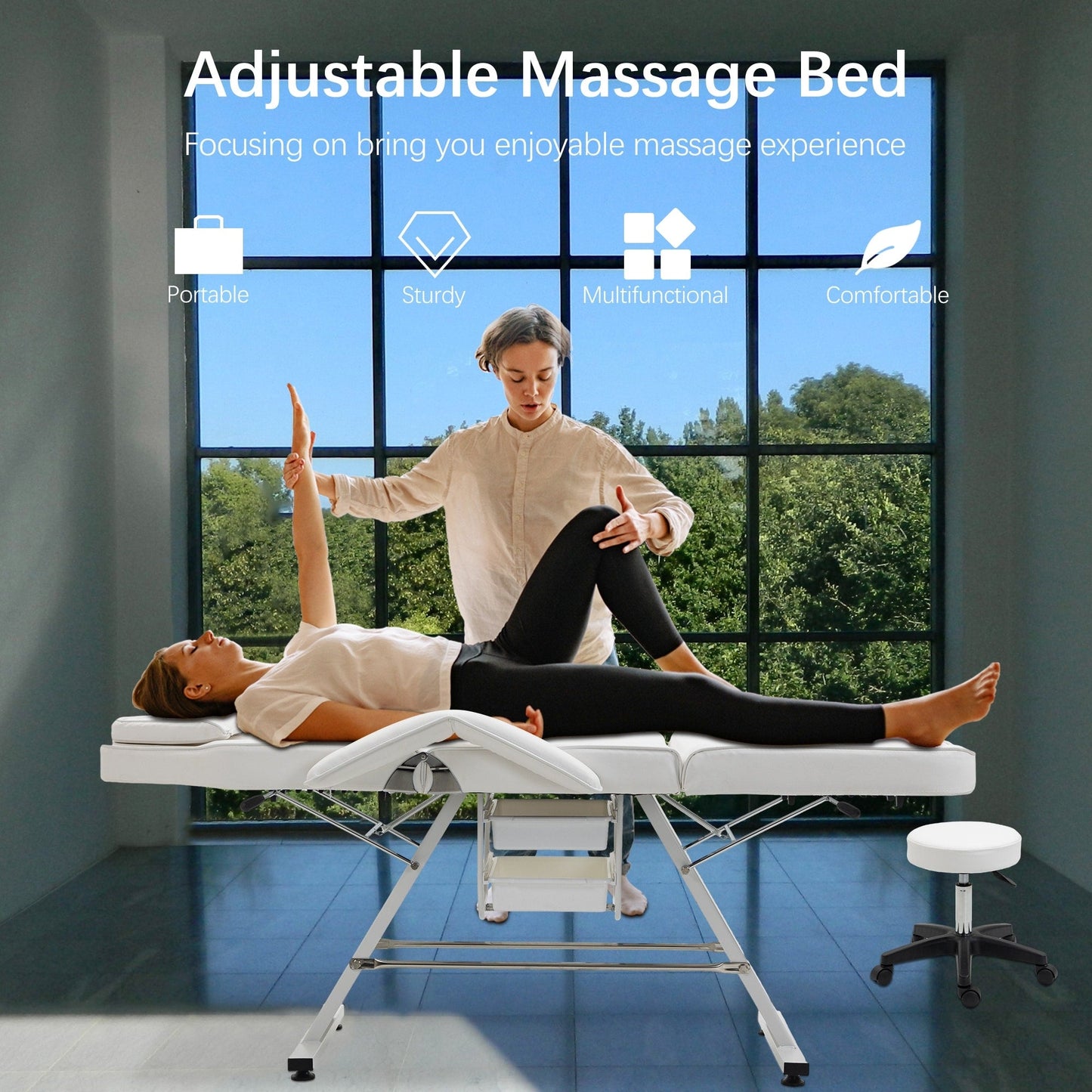 Poltrona da massaggio professionale per salone di bellezza, lettino pieghevole per ciglia con sgabello idraulico, poltrona da massaggio regolabile per il viso