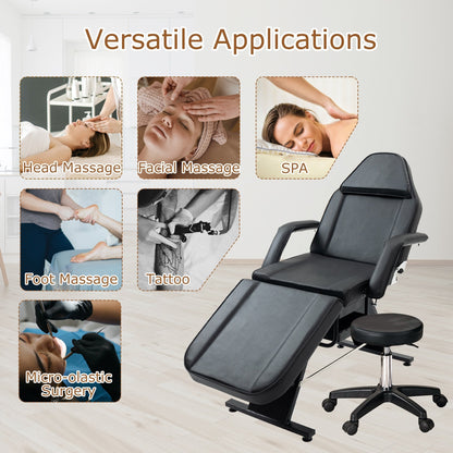 Poltrona da massaggio professionale per salone di bellezza, lettino pieghevole per ciglia con sgabello idraulico, poltrona da massaggio regolabile per il viso