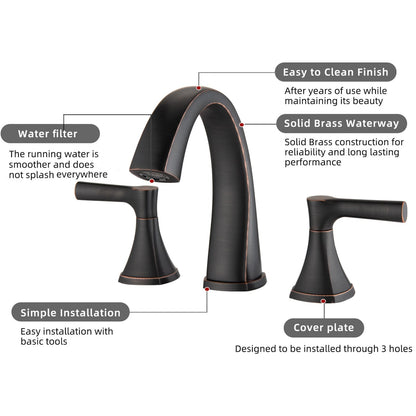 Proox 8 Widespread Bathroom SpotShield Rubinetto per lavabo con gruppo di scarico