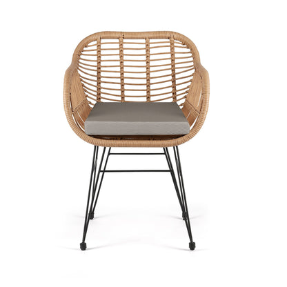 Set da bistrot da esterno in vimini Crescent da 3 pezzi con cuscini