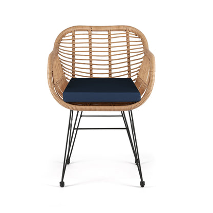 Set da bistrot da esterno in vimini Crescent da 3 pezzi con cuscini