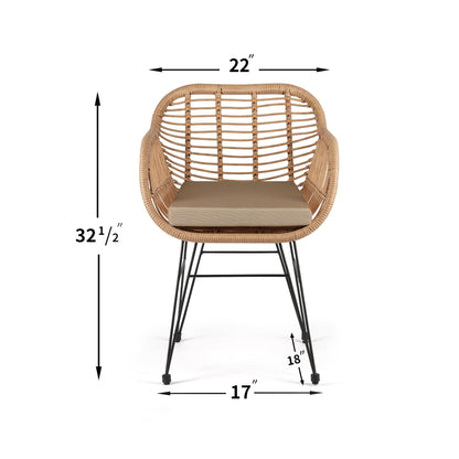 Set da bistrot da esterno in vimini Crescent da 3 pezzi con cuscini