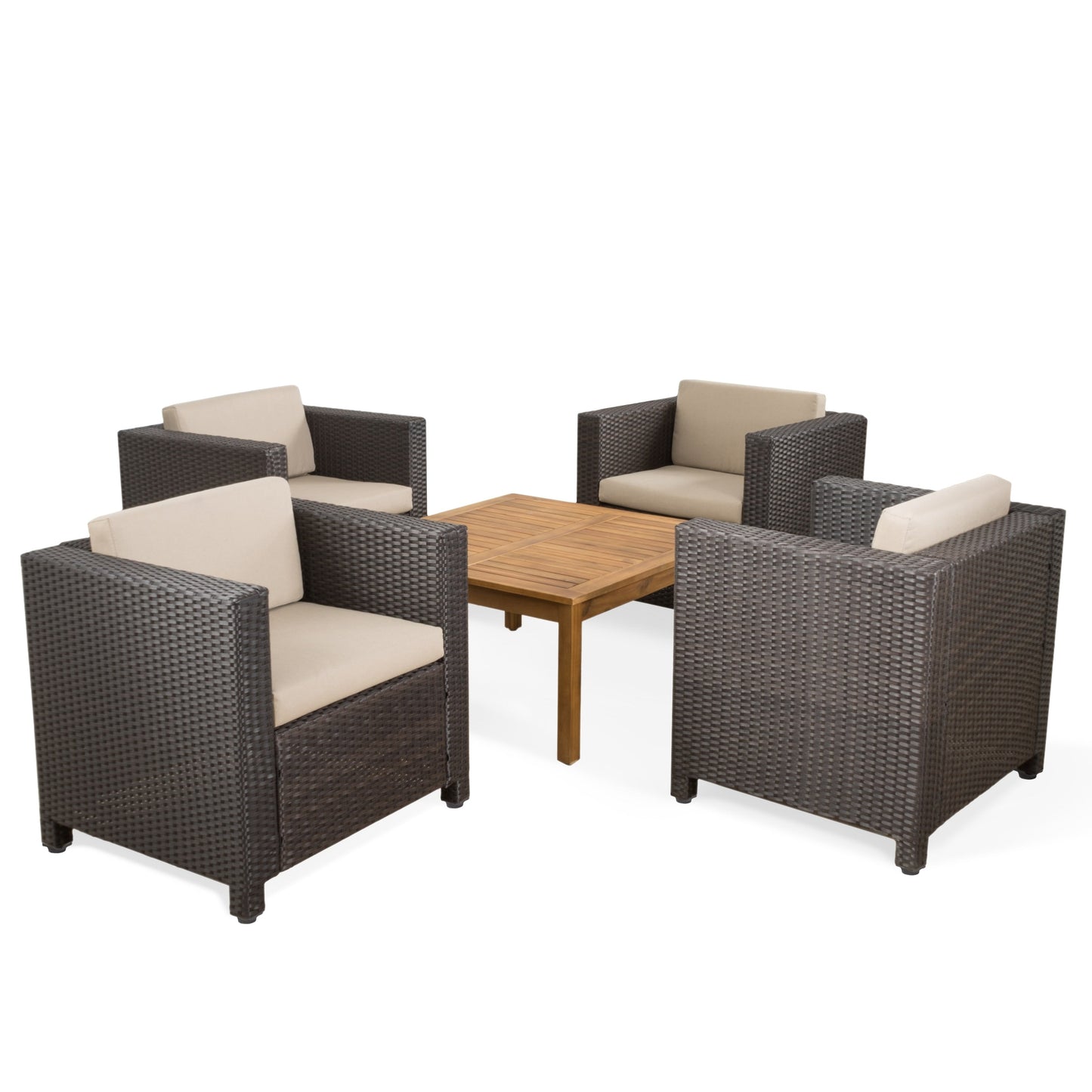 Set di 5 sedute in vimini da esterno Puerta con cuscini di Christopher Knight Home