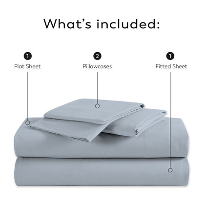 Set di lenzuola in percalle ultra morbido Purity Home 400TC 100% cotone a fibra lunga