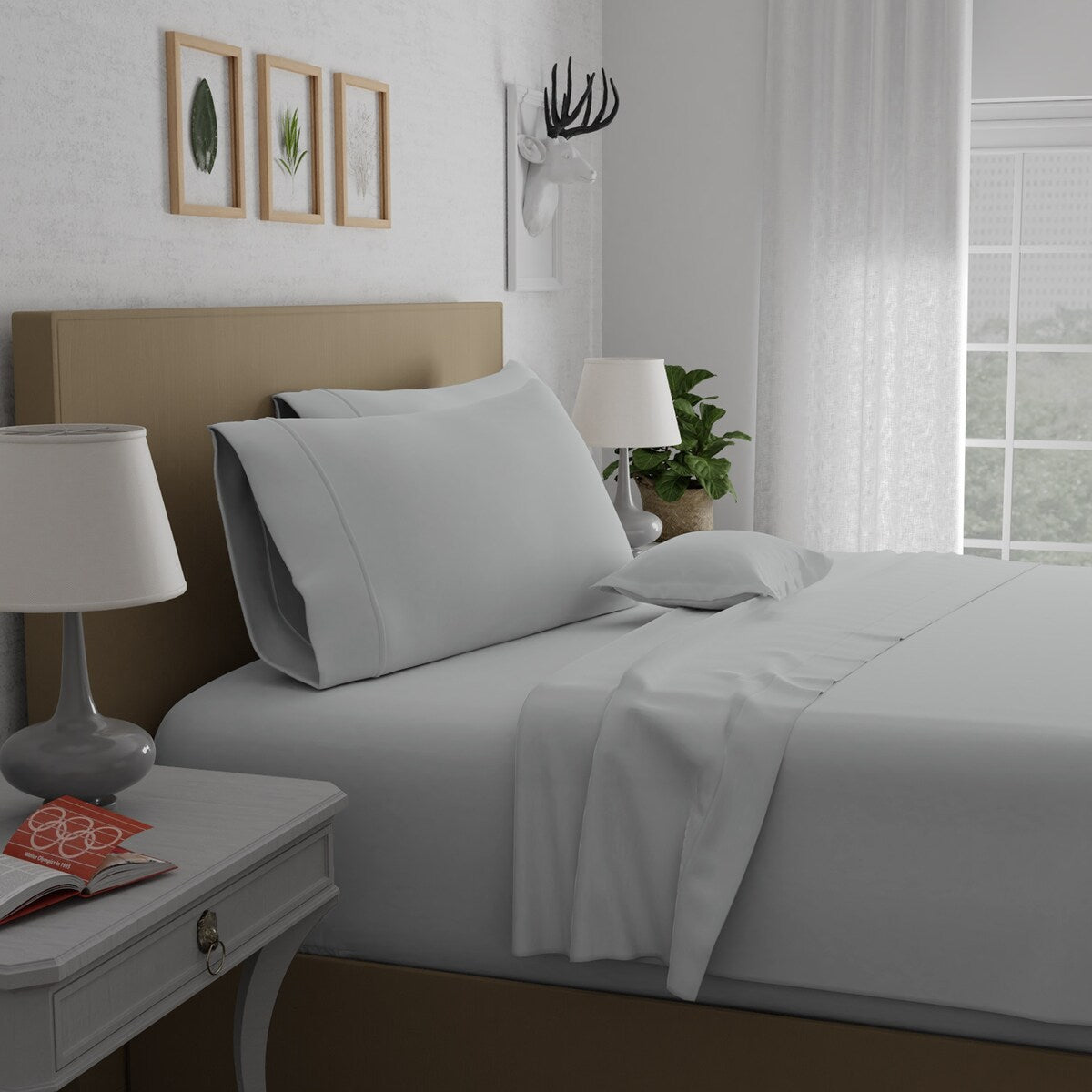 Set di lenzuola in percalle ultra morbido Purity Home 400TC 100% cotone a fibra lunga