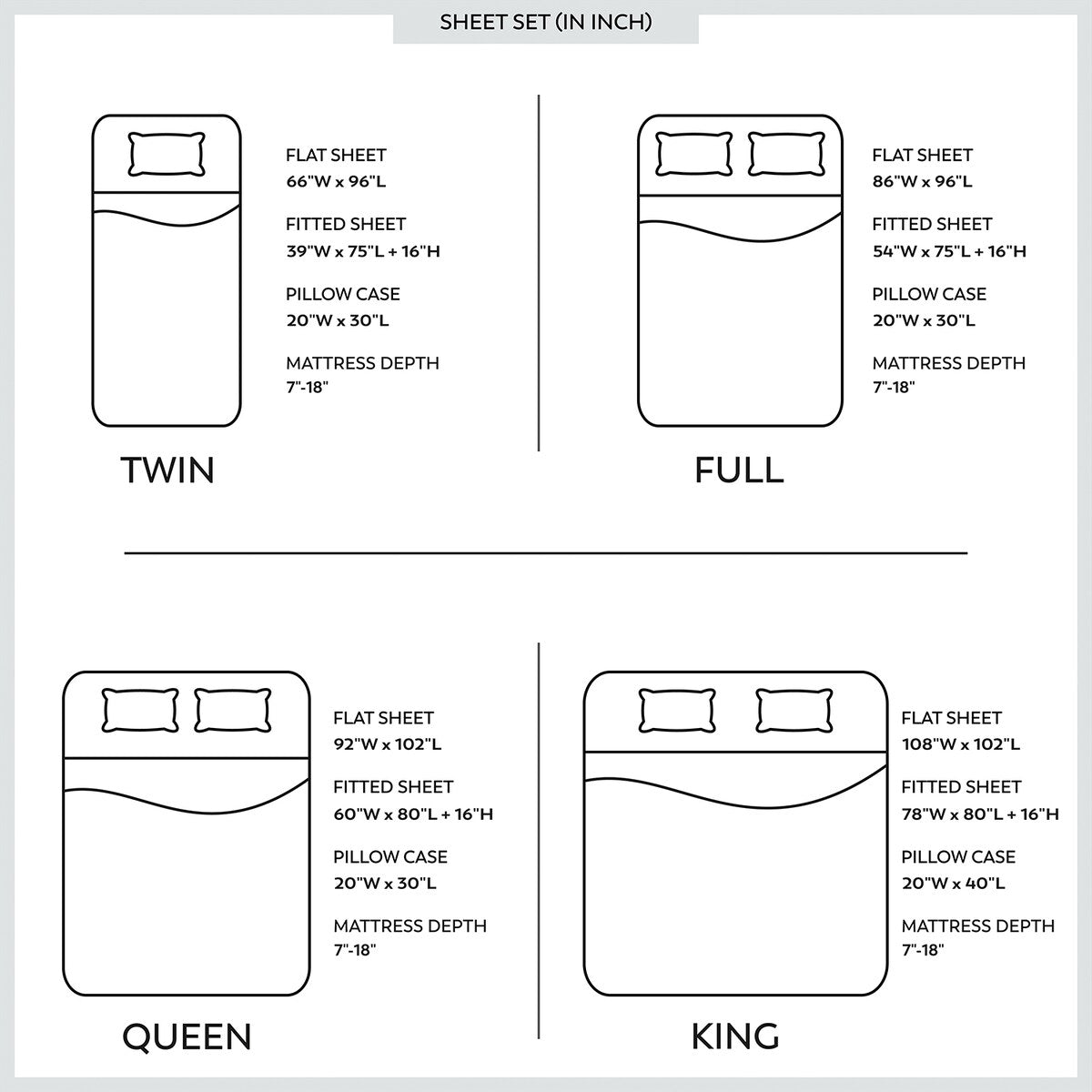 Set di lenzuola in percalle ultra morbido Purity Home 400TC 100% cotone a fibra lunga