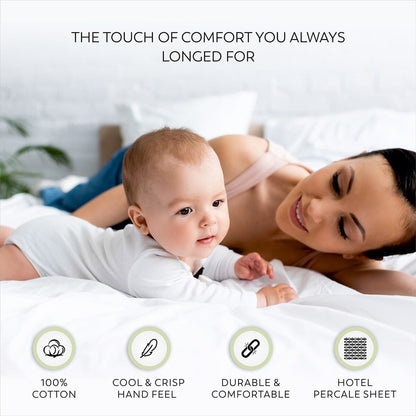 Set di lenzuola in percalle ultra morbido Purity Home 400TC 100% cotone a fibra lunga