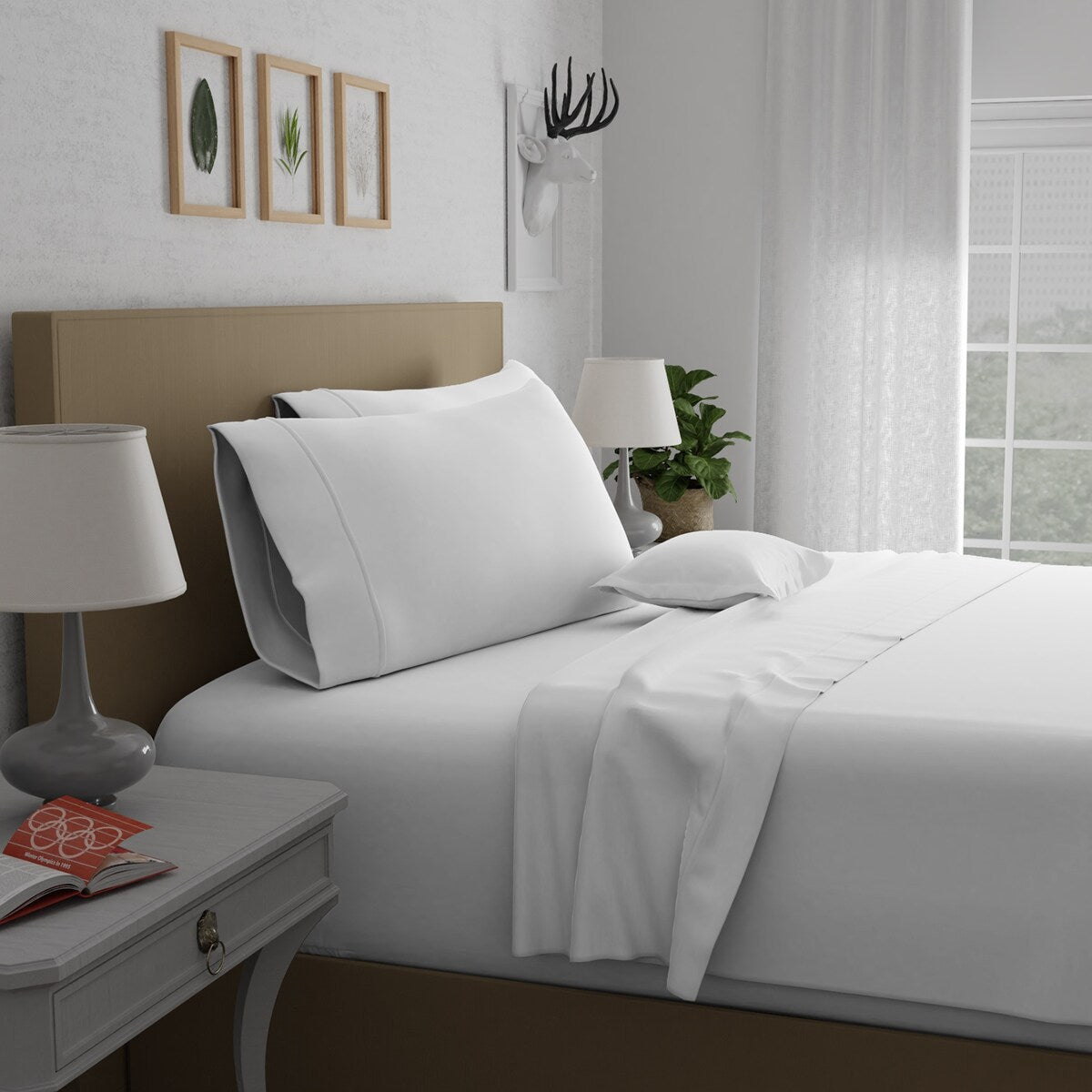 Set di lenzuola in percalle ultra morbido Purity Home 400TC 100% cotone a fibra lunga