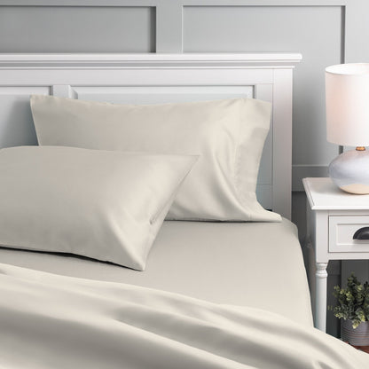 Set di lenzuola con tasche profonde, traspiranti e leggere in cotone Purity Home