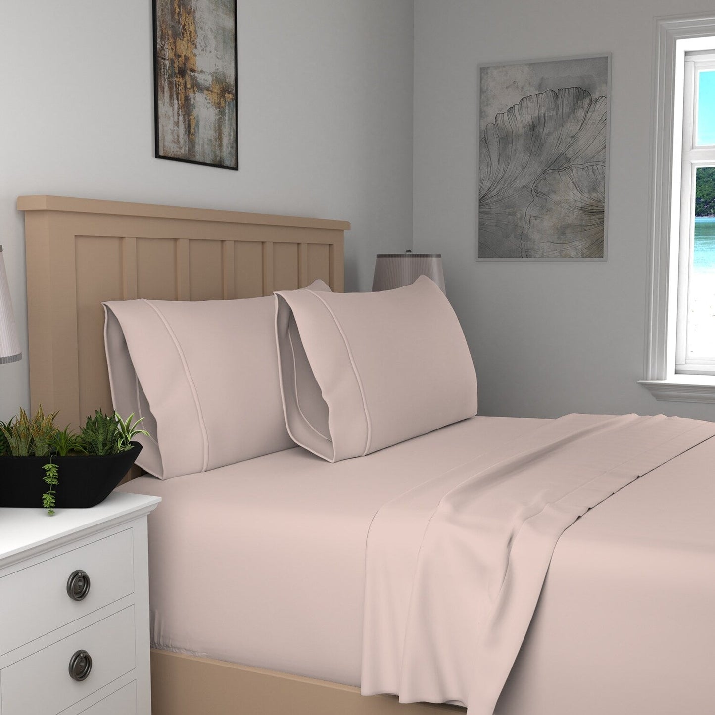 Set di lenzuola con tasche profonde, traspiranti e leggere in cotone Purity Home