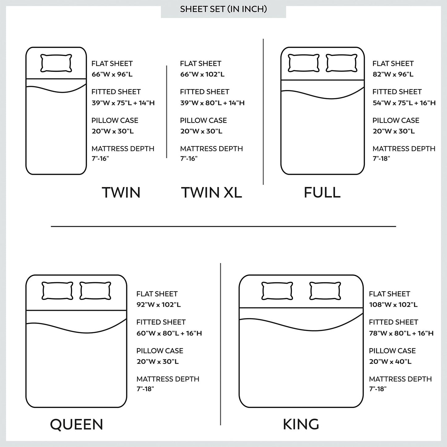 Set di lenzuola con tasche profonde, traspiranti e leggere in cotone Purity Home