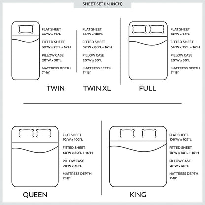 Set di lenzuola con tasche profonde, traspiranti e leggere in cotone Purity Home