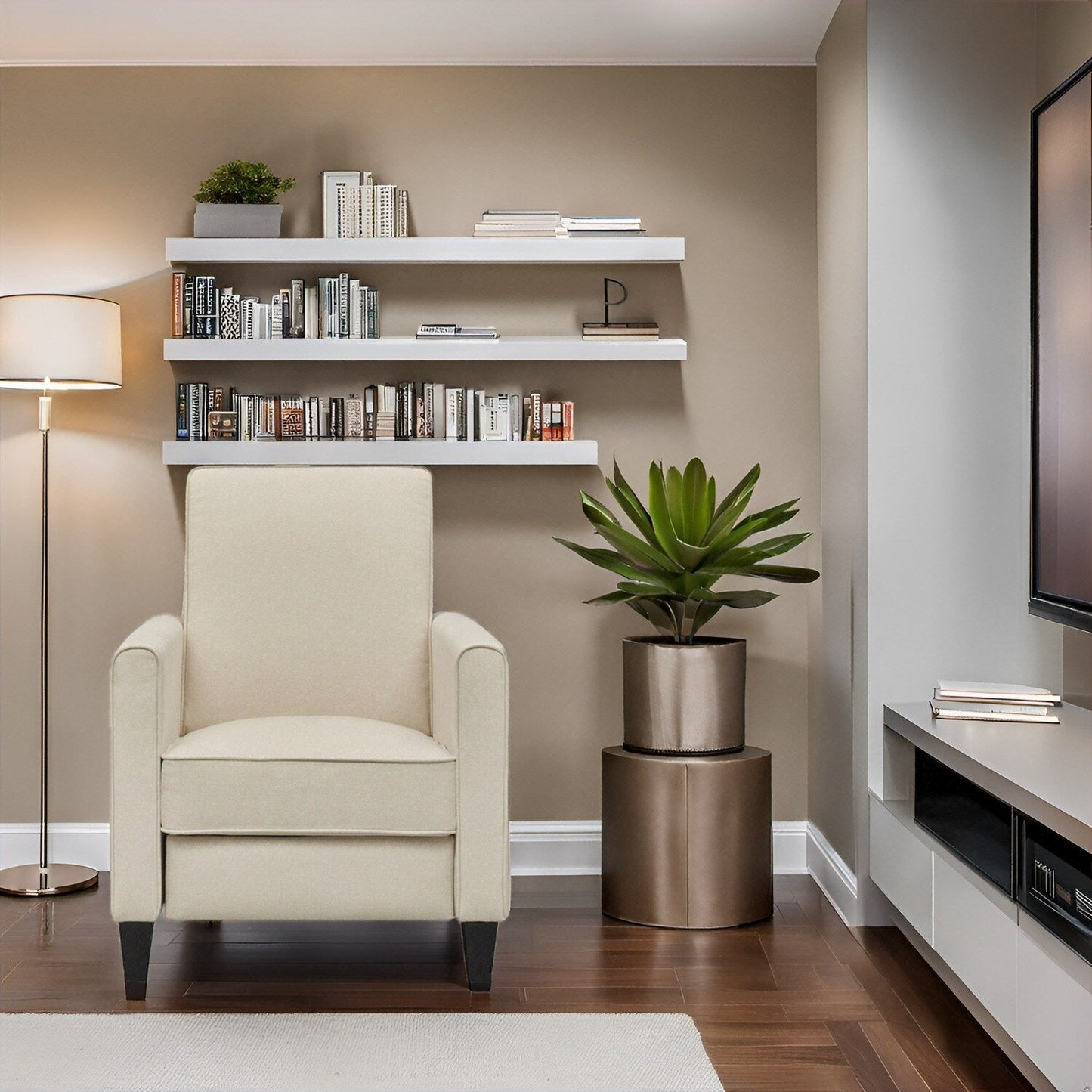 Poltrona reclinabile Pushback Home Theater - Poltrona reclinabile compatta con braccioli e poggiapiedi regolabile, ideale per piccoli spazi