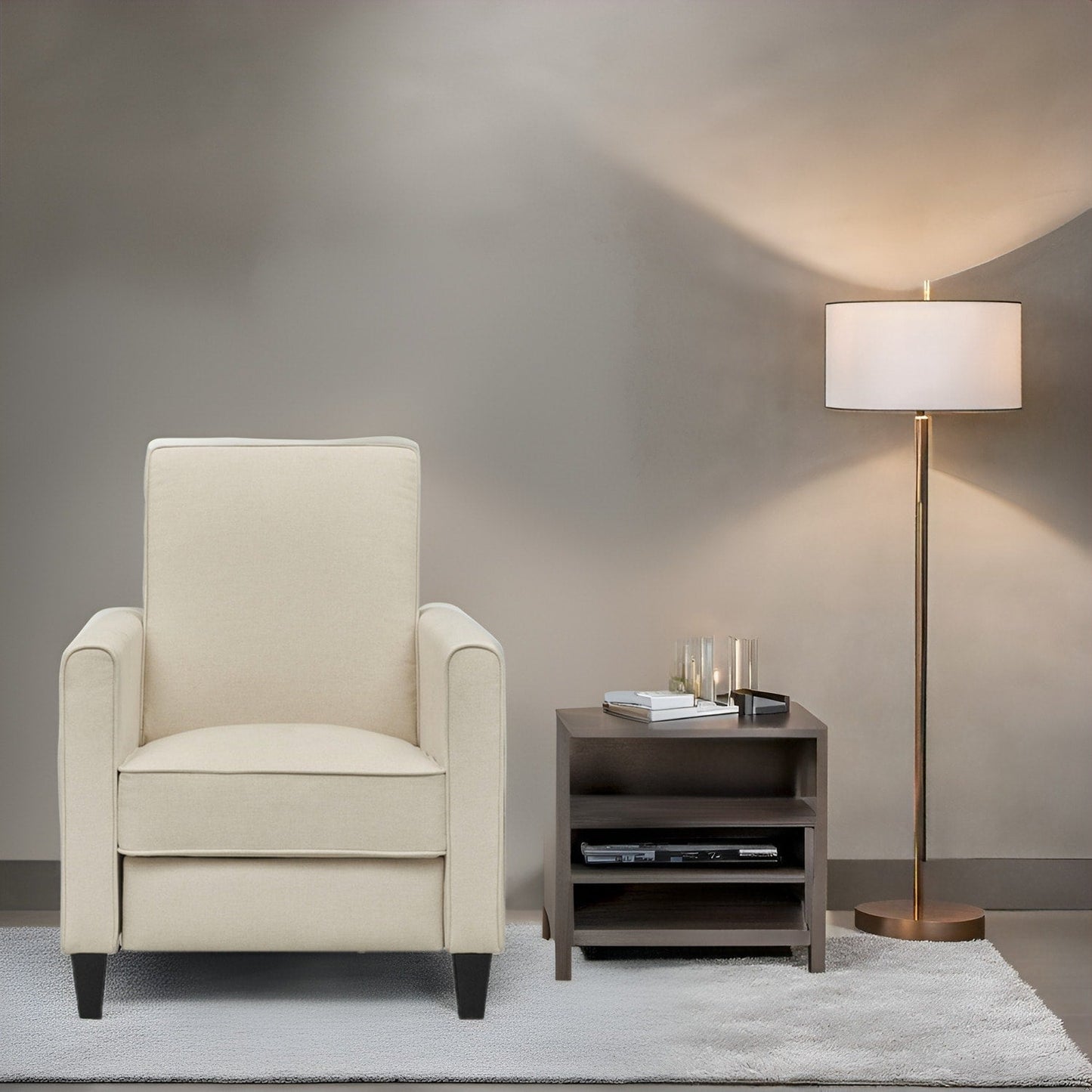 Poltrona reclinabile Pushback Home Theater - Poltrona reclinabile compatta con braccioli e poggiapiedi regolabile, ideale per piccoli spazi