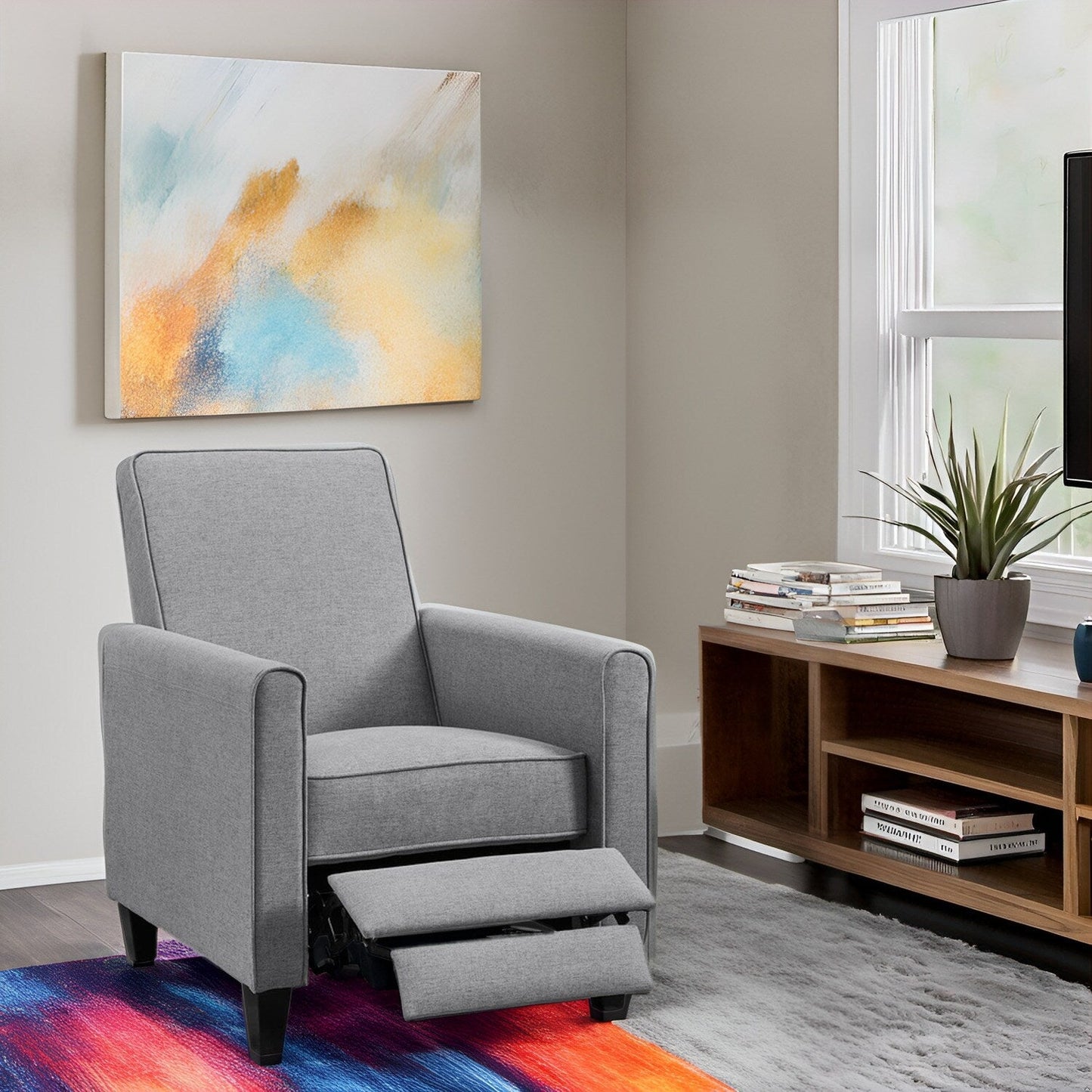 Poltrona reclinabile Pushback Home Theater - Poltrona reclinabile compatta con braccioli e poggiapiedi regolabile, ideale per piccoli spazi