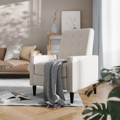 Poltrona reclinabile con schienale imbottito e bottoni