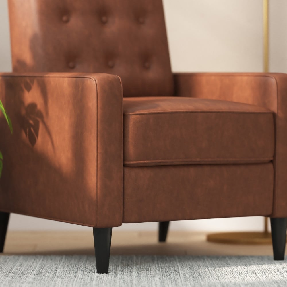 Poltrona reclinabile con schienale imbottito e bottoni