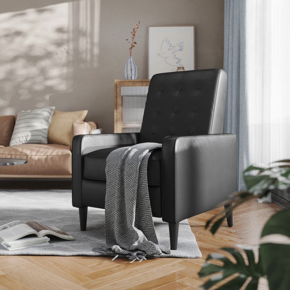 Poltrona reclinabile con schienale imbottito e bottoni