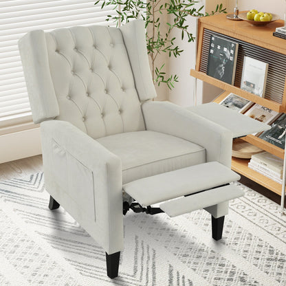 Poltrona reclinabile pushback con tavolino laterale pieghevole e porte USB