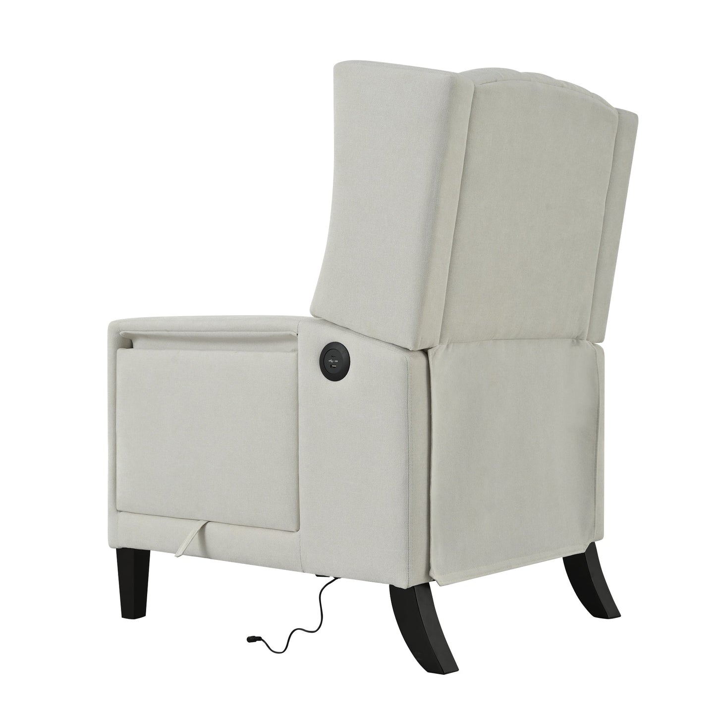 Poltrona reclinabile pushback con tavolino laterale pieghevole e porte USB