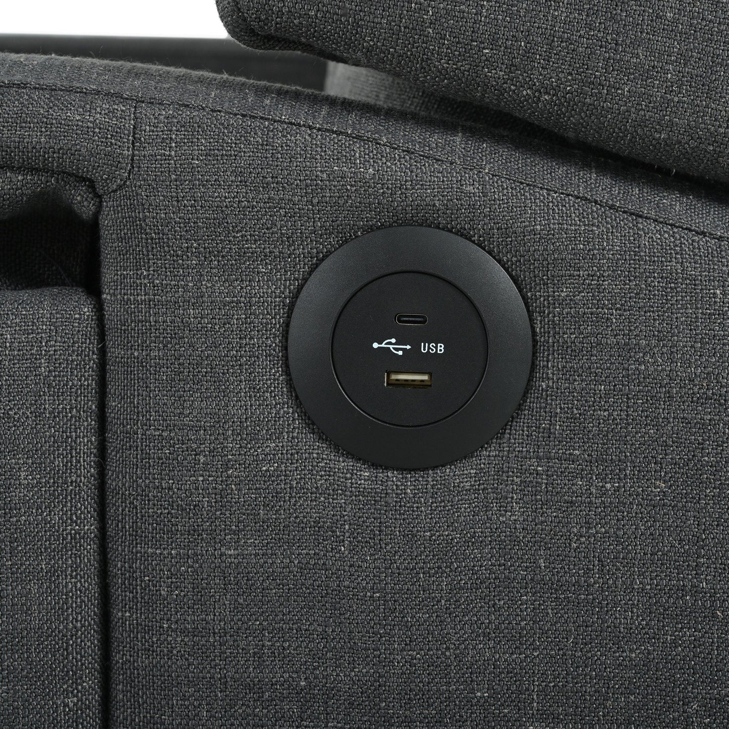 Poltrona reclinabile pushback con tavolino laterale pieghevole e porte USB