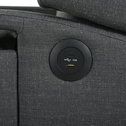 Poltrona reclinabile pushback con tavolino laterale pieghevole e porte USB