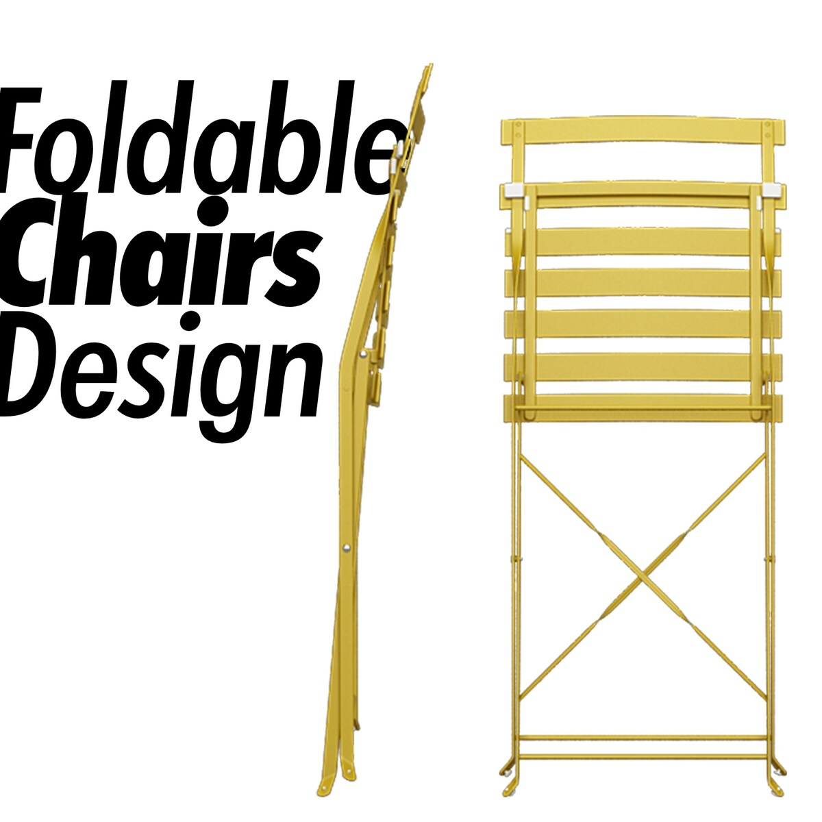 Set da bistrot pieghevole in acciaio da 3 pezzi Pyramid Home Decor