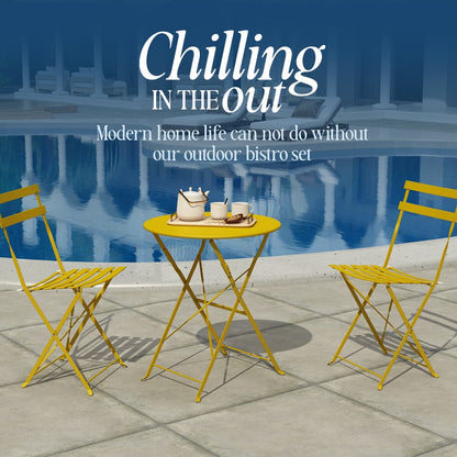 Set da bistrot pieghevole in acciaio da 3 pezzi Pyramid Home Decor