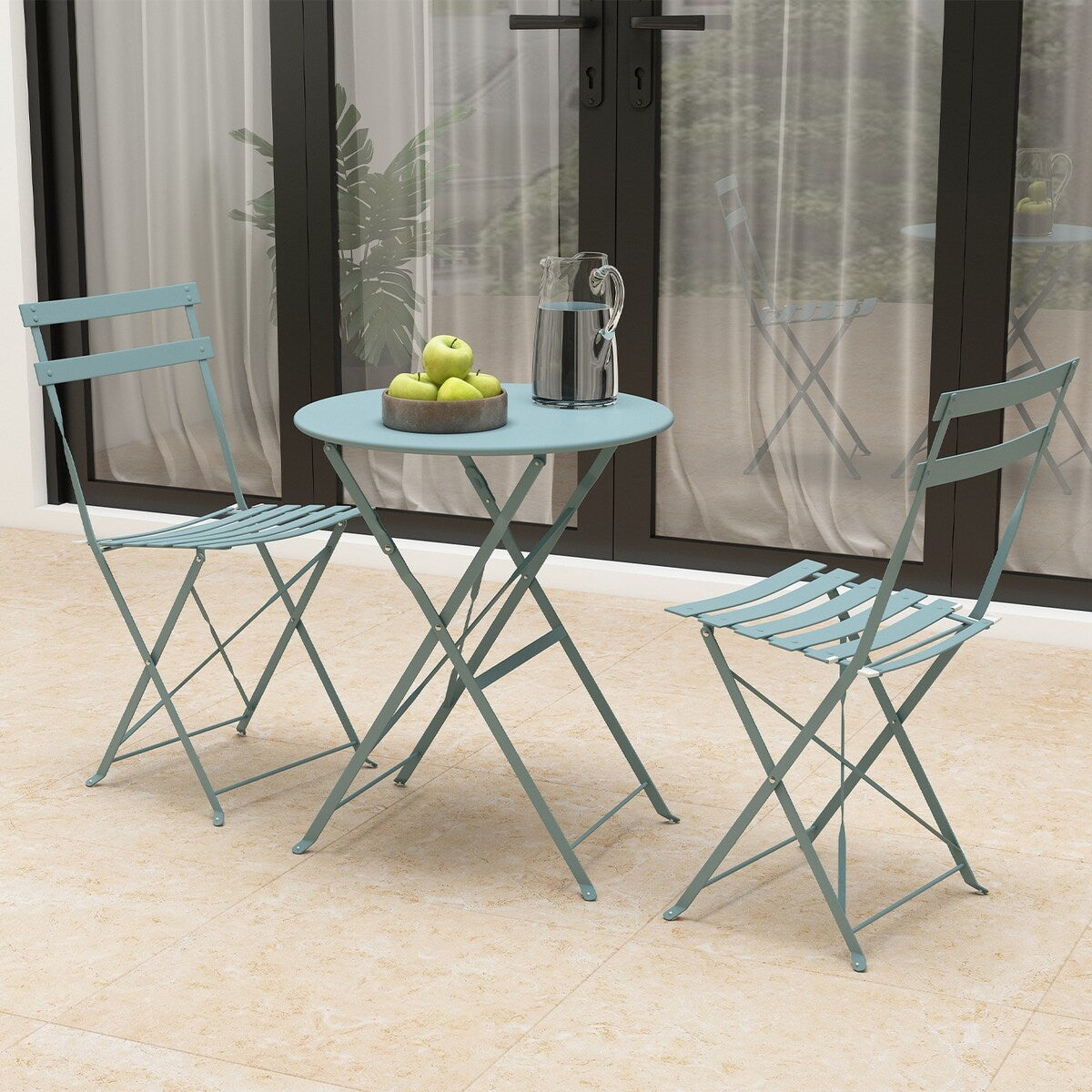 Set da bistrot pieghevole in acciaio da 3 pezzi Pyramid Home Decor