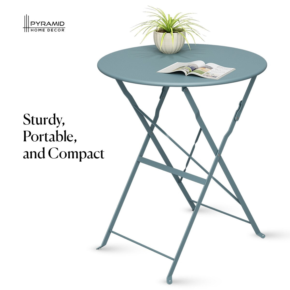 Set da bistrot pieghevole in acciaio da 3 pezzi Pyramid Home Decor