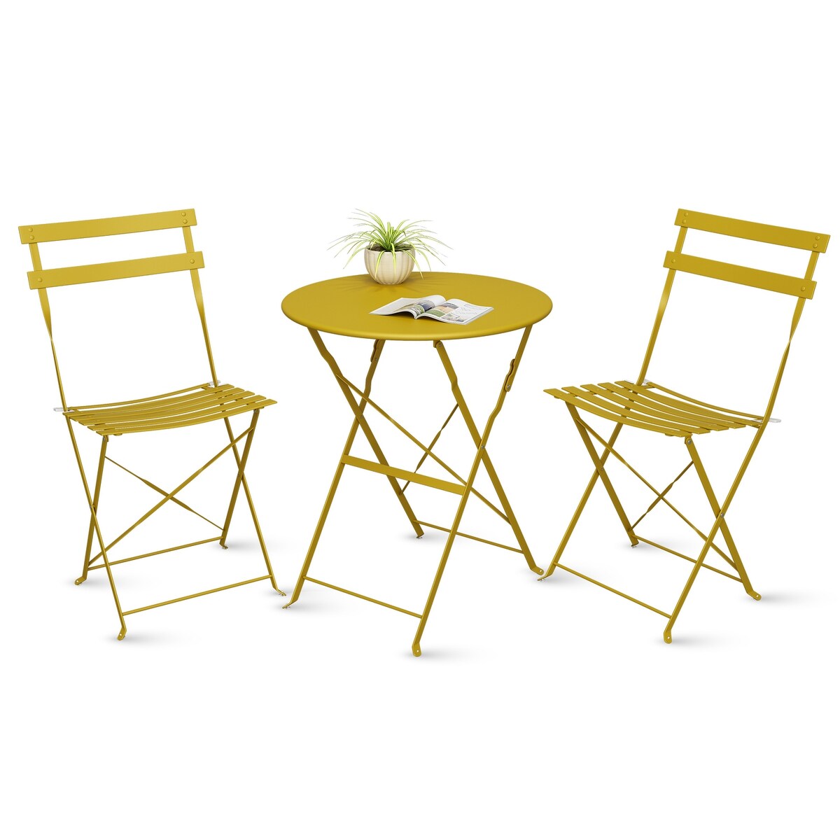 Set da bistrot pieghevole in acciaio da 3 pezzi Pyramid Home Decor