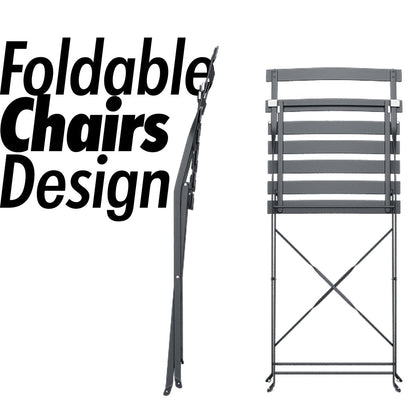 Set da bistrot pieghevole in acciaio da 3 pezzi Pyramid Home Decor