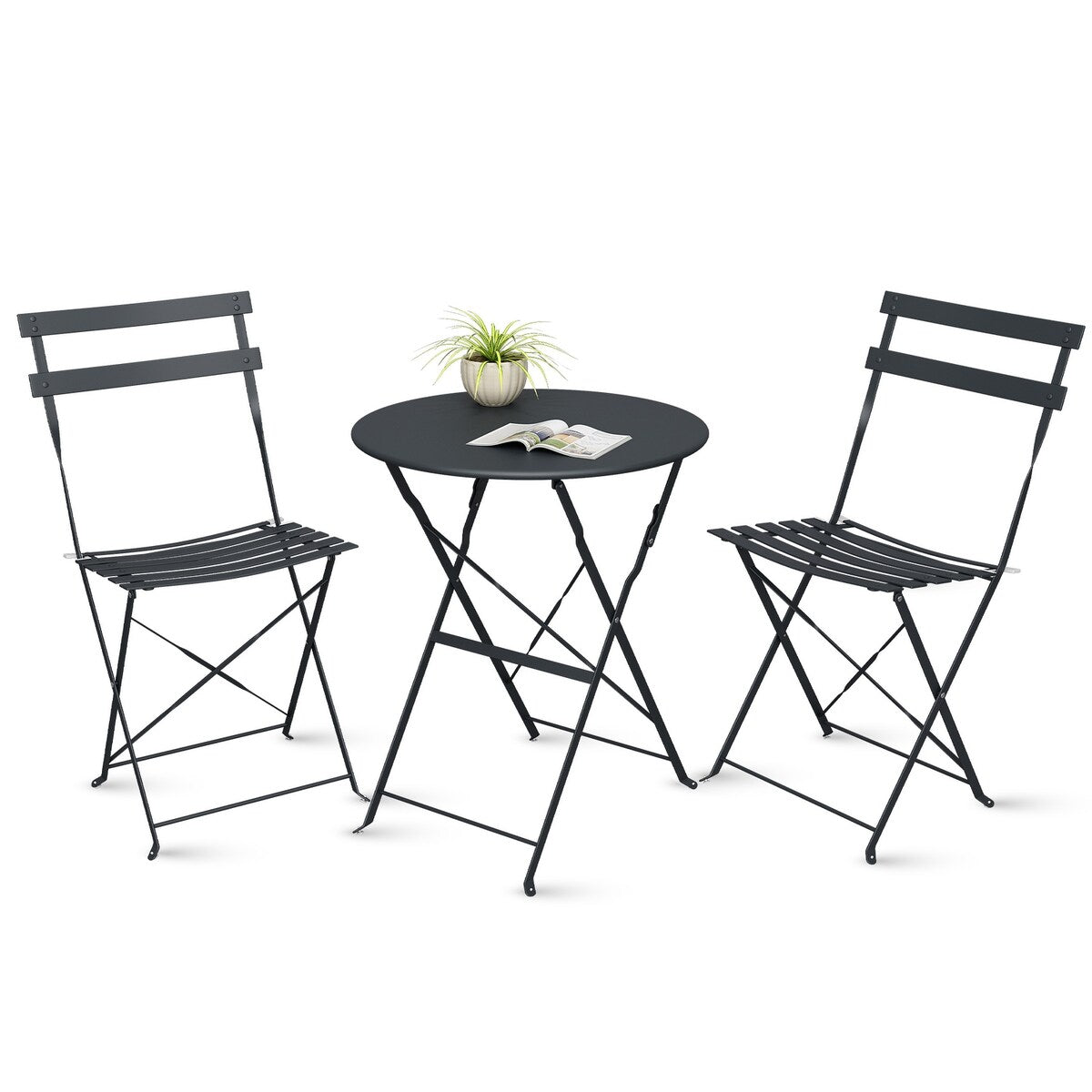 Set da bistrot pieghevole in acciaio da 3 pezzi Pyramid Home Decor