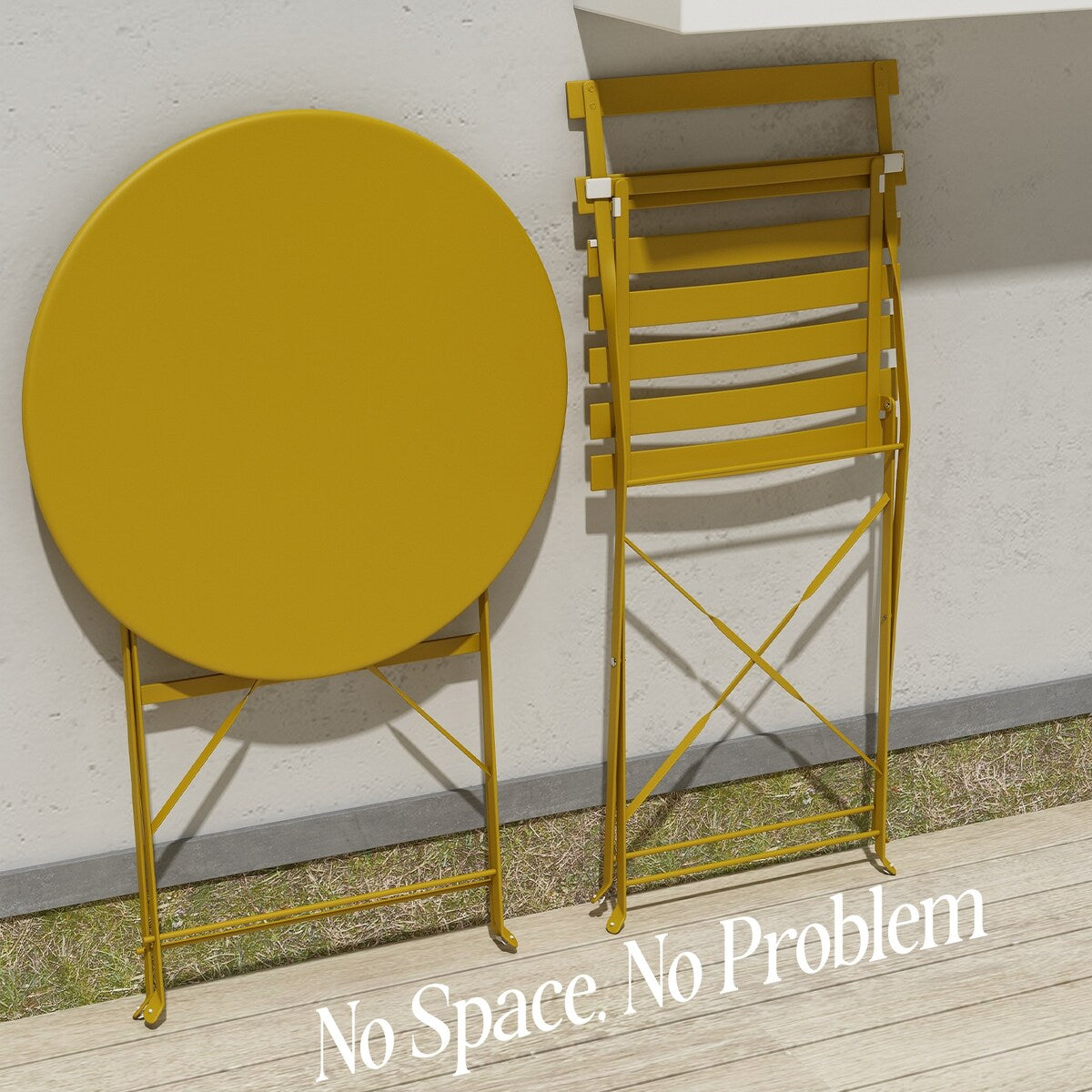 Set da bistrot pieghevole in acciaio da 3 pezzi Pyramid Home Decor