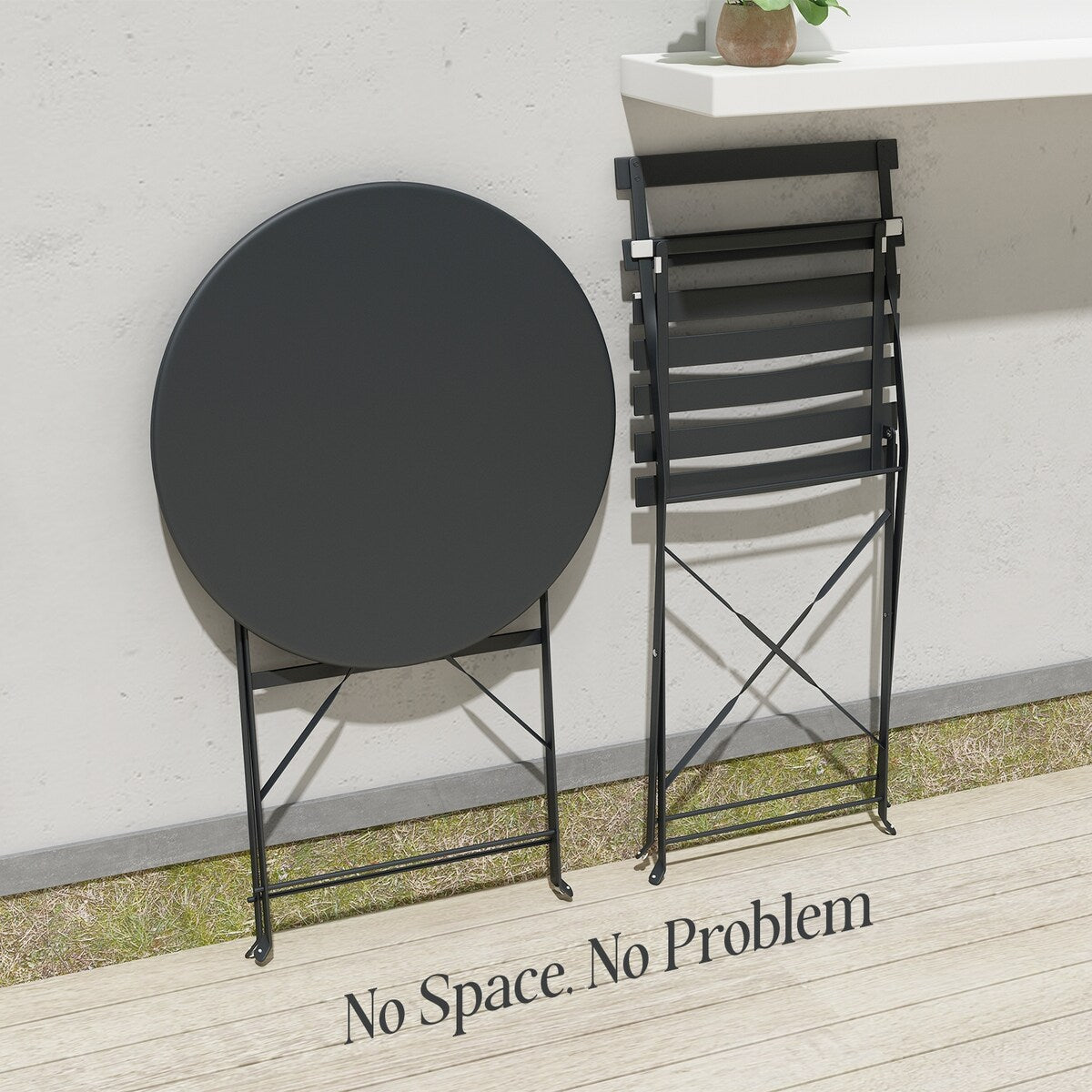 Set da bistrot pieghevole in acciaio da 3 pezzi Pyramid Home Decor