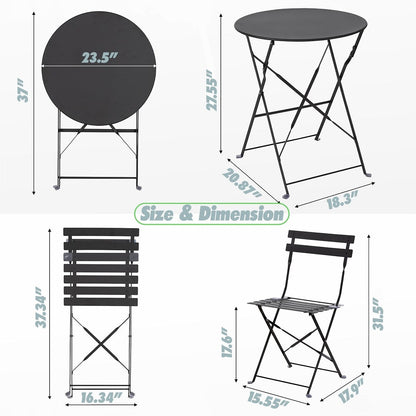 Set da bistrot pieghevole in acciaio da 3 pezzi Pyramid Home Decor