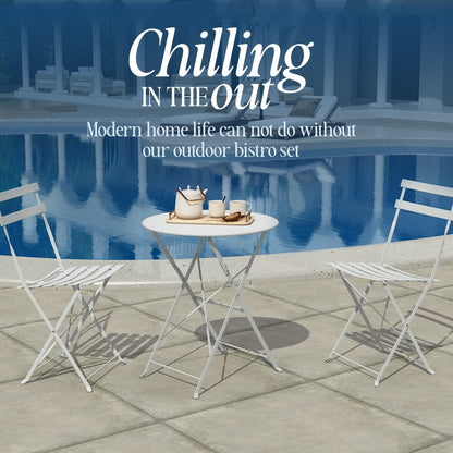 Set da bistrot pieghevole in acciaio da 3 pezzi Pyramid Home Decor