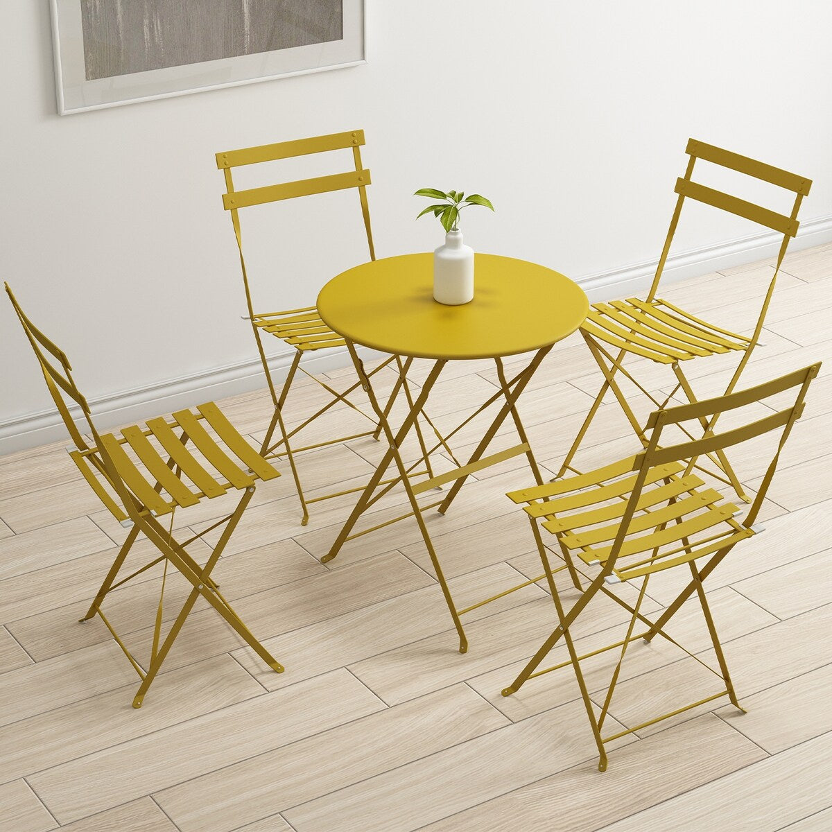 Set da bistrot pieghevole in acciaio da 3 pezzi Pyramid Home Decor