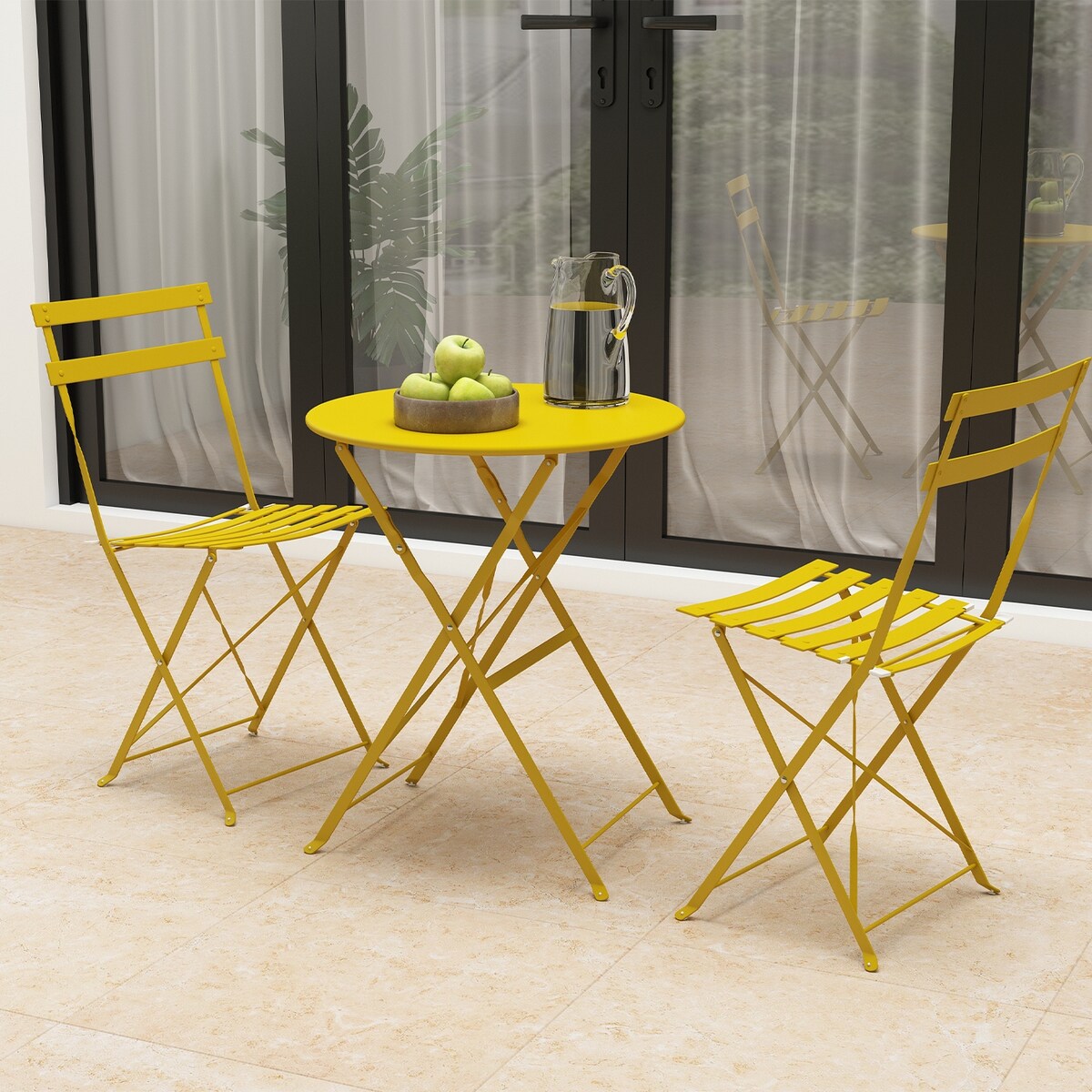 Set da bistrot pieghevole in acciaio da 3 pezzi Pyramid Home Decor