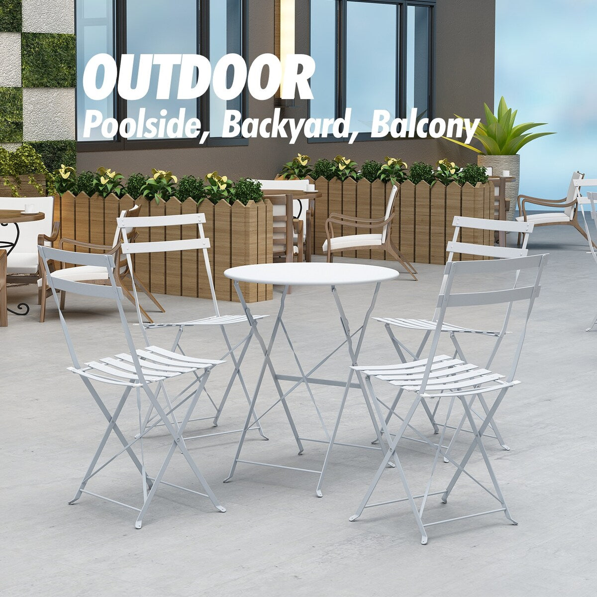 Set da bistrot pieghevole in acciaio da 3 pezzi Pyramid Home Decor