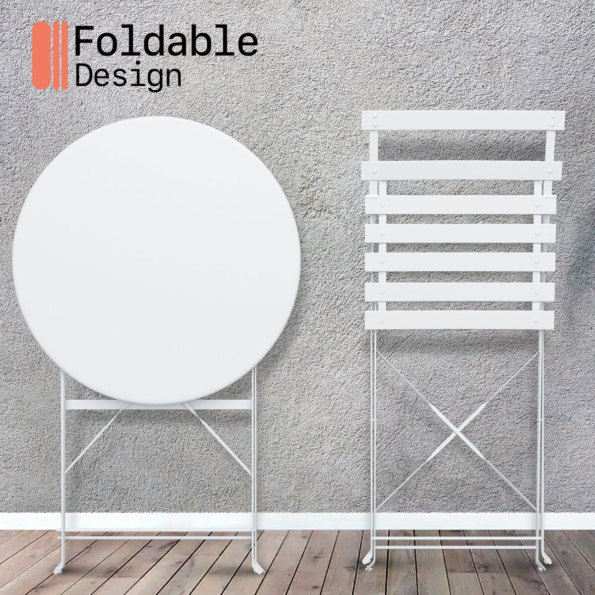 Set da bistrot pieghevole in acciaio da 3 pezzi Pyramid Home Decor