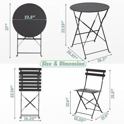 Set da bistrot pieghevole in acciaio da 3 pezzi Pyramid Home Decor