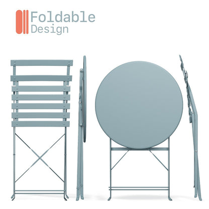 Set da bistrot pieghevole in acciaio da 3 pezzi Pyramid Home Decor