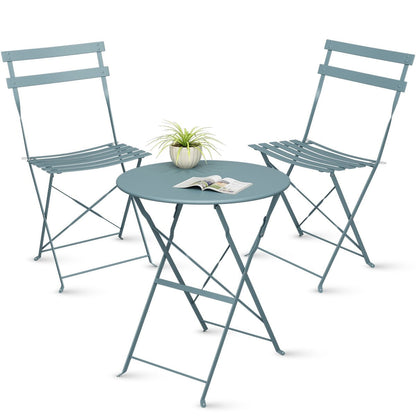 Set da bistrot pieghevole in acciaio da 3 pezzi Pyramid Home Decor