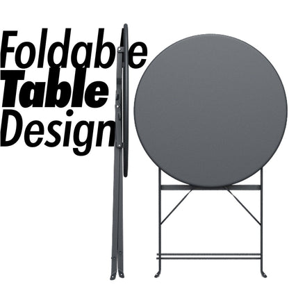 Set da bistrot pieghevole in acciaio da 3 pezzi Pyramid Home Decor